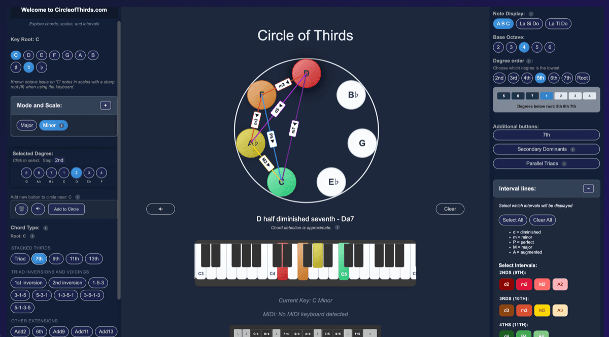 Screenshot of Interactive Chord & Scale Visualizer: Master Music Theory Visually